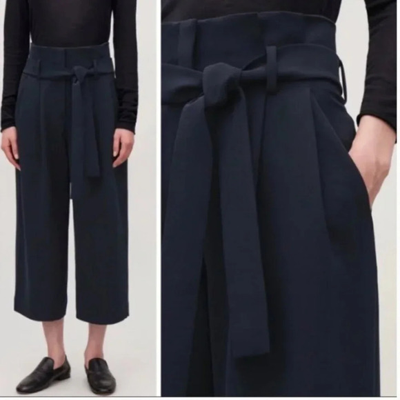 COS Pants - COS Ultra High Rise Belted Paper Crop Pants‎
